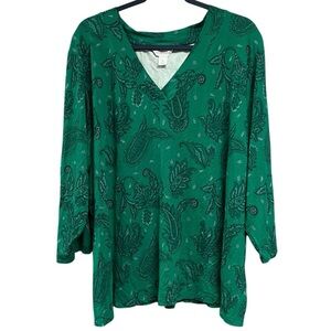 NWT Liz Claiborne Plus Size Green Paisley Top 3X